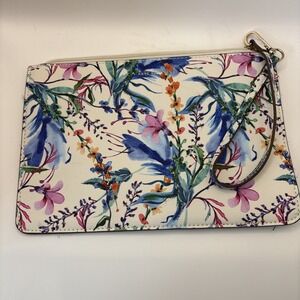 Anne Klein Colorful Watercolor Floral Wristlet Purse Bag Gold Hardware 10.5x7.5"